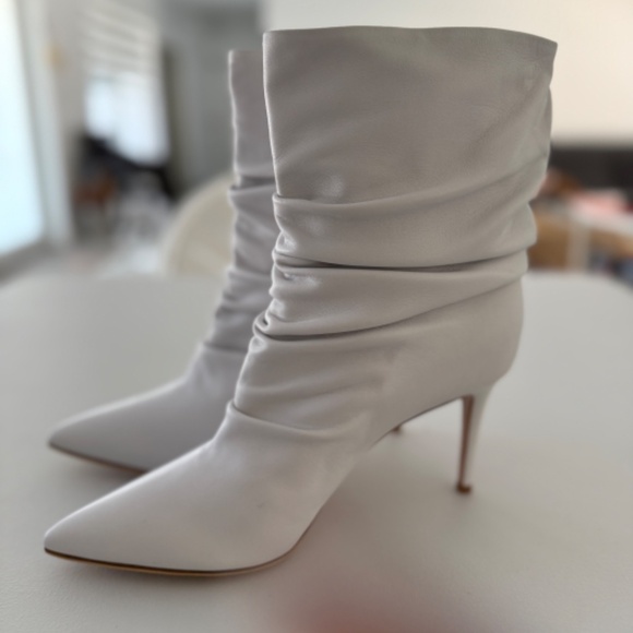 Gianvito Rossi White Slouchy Leather Ankle Boots - Picture 4 of 8
